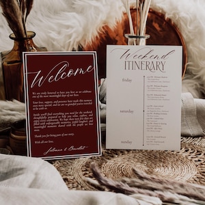 Old Money Wedding Bundle | Burgundy Editable Wedding Invitation Suite | Luxury Estate Wedding Signs | Wedding Templates | Instant Download image 17