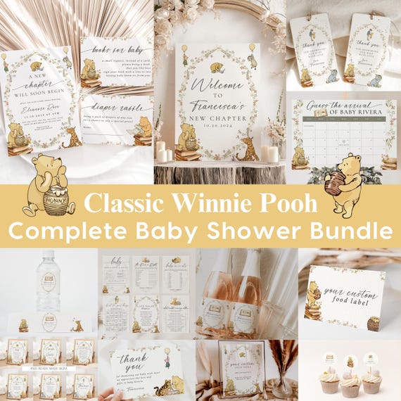 Classic Winnie-the-Pooh Bundle, A New Chapter Will Soon Begin Baby Shower Bundle, Storybook Classic Winnie-the-Pooh Bundle, books, floral