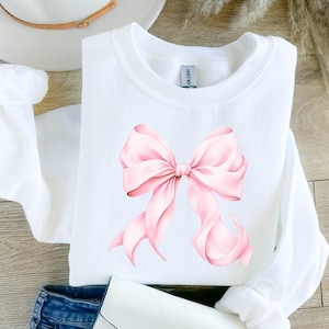 Coquette Bow Sweatshirt, Trendy Sweatshirt, Aesthetic Sweatshirt, Coquette Clothing, Pink Ribbon Soft Girl Aesthetic