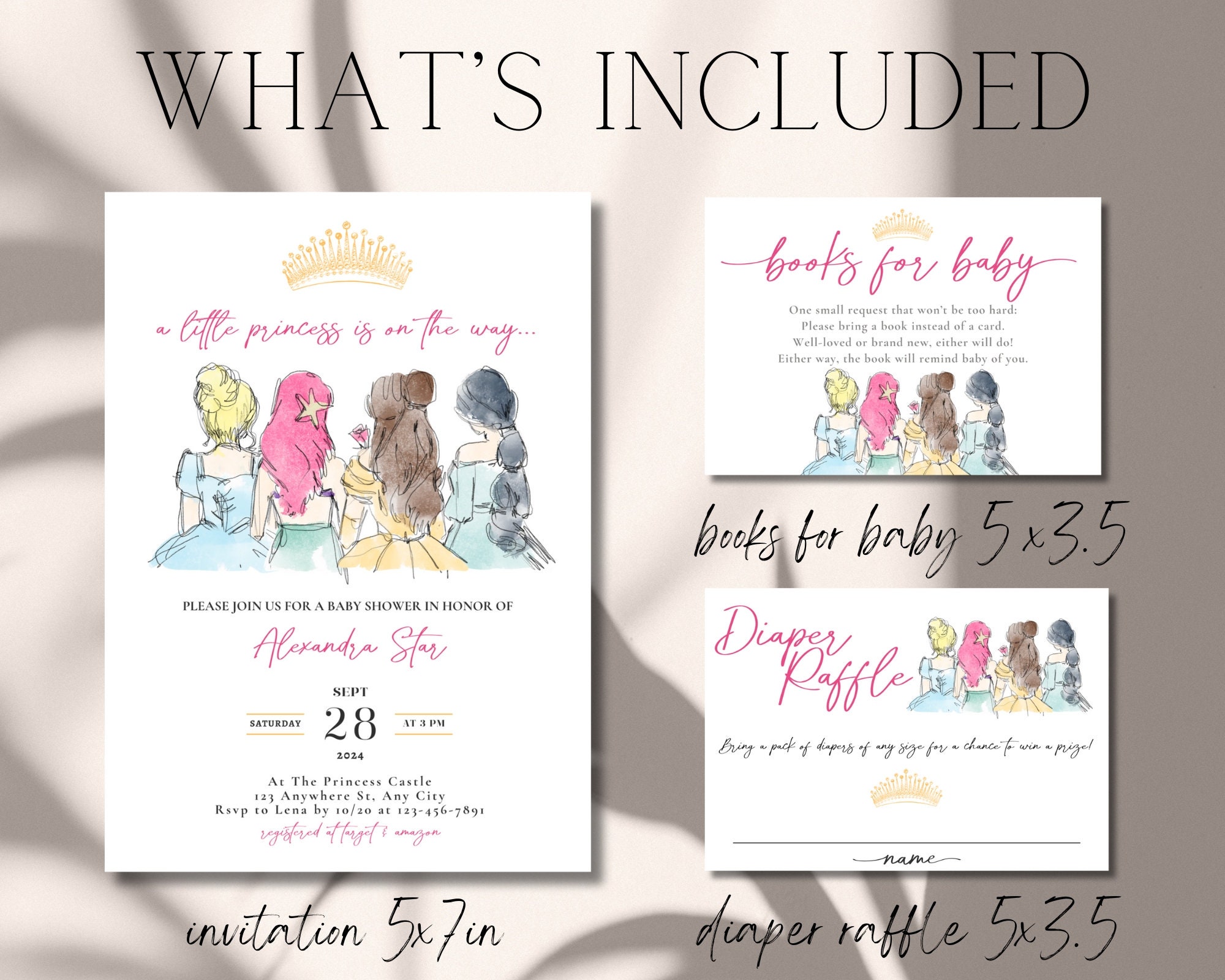 Princess Baby Shower Invitation Set, Princess Baby Shower Decor, A ...