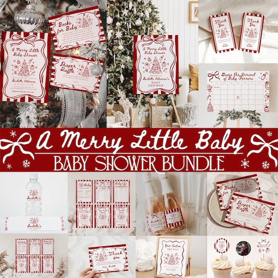 Christmas Baby Shower Bundle: Whimsical Signs & Games (Digital Download)