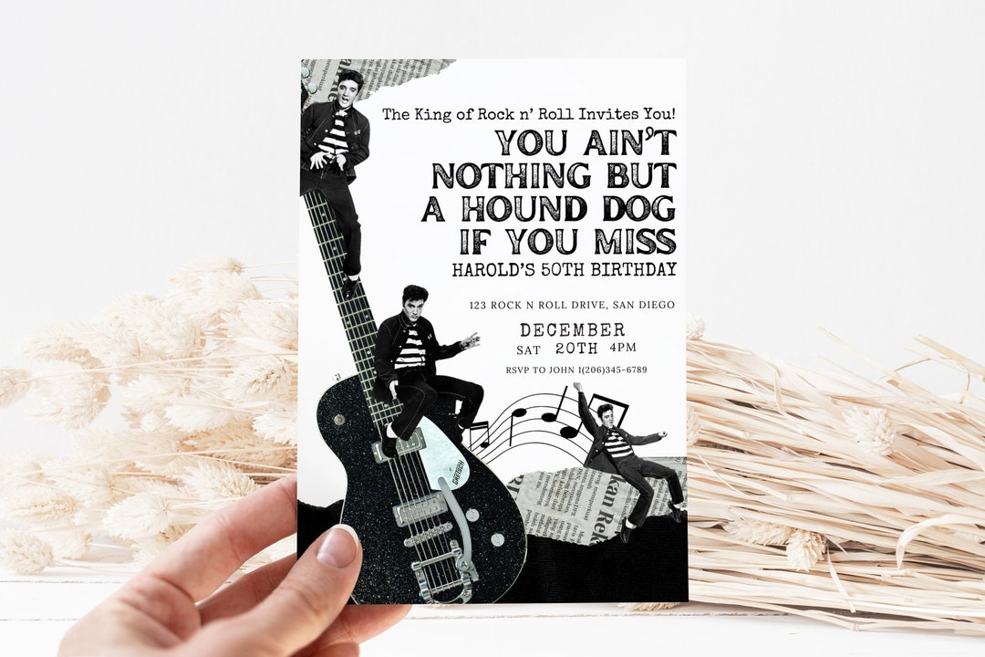 Elvis Presley Invitation, Elvis Presley Birthday Invitation, Elvis ...