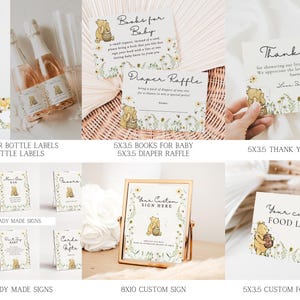 Classic Winnie-the-Pooh Baby Shower Bundle, Winnie Pooh Gender Neutral Baby Shower, Little Honey, Floral, Spring, Wildflower image 3