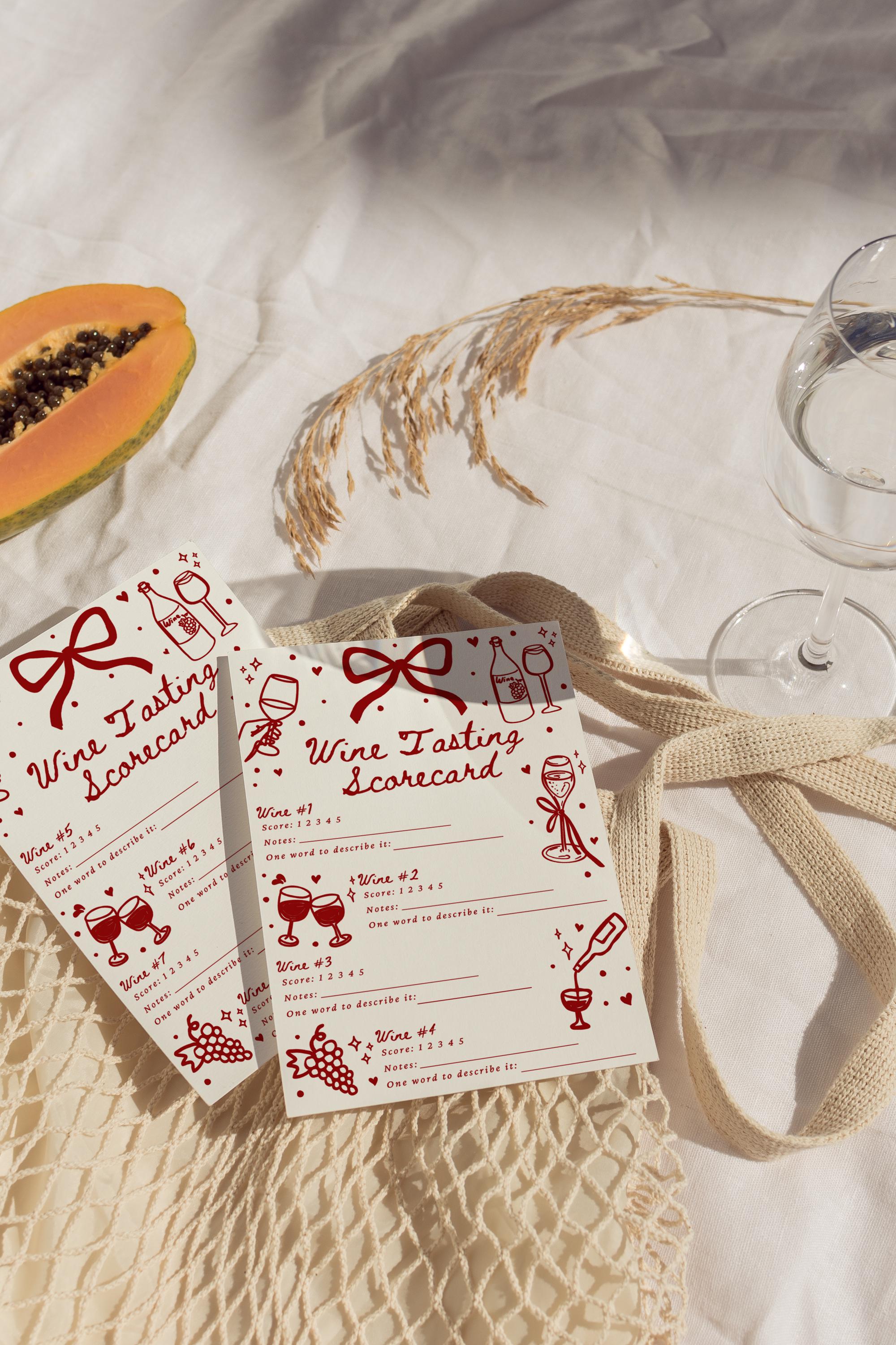Wine Tasting Scorecard Set: Date Night Ideas, Wine Blind Tasting Game ...