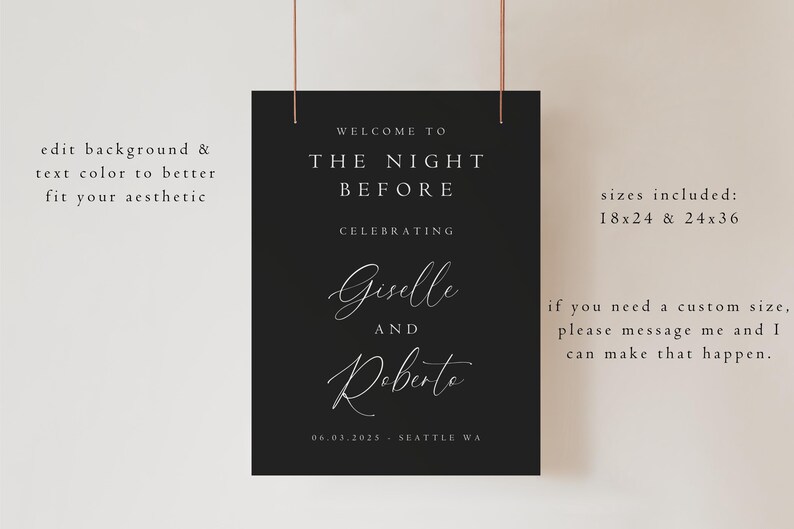 The Night Before, Wedding Rehearsal Dinner Sign Editable