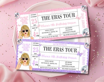 Surprise Music Ticket Stub, Birthday Invite, Eras Concert Keepsake Memorabilia & Birthday Gift, Instant Download Eras Tour Party