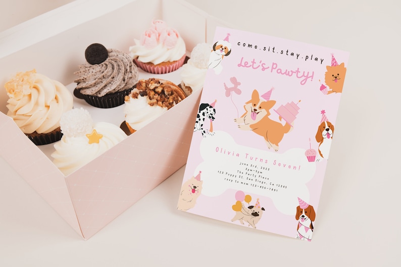 Lets Pawty Digital Template Bundle, Printable Puppy Party Decor, DOG ...