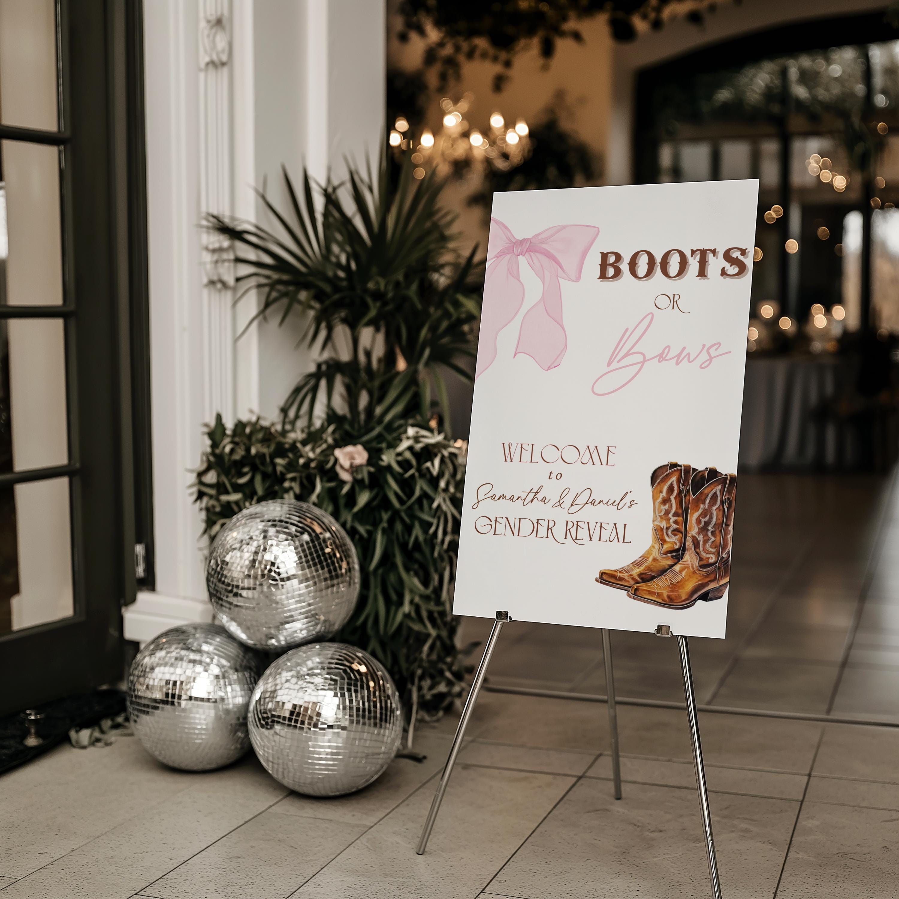 Editable Western Boots or Bows Gender Reveal Welcome Sign Template ...