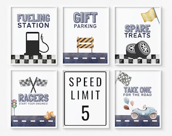 Editable Racing Party Sign Bundle, Instant Download Racing Birthday Party Signs, Set of Racing Signs, DIGITAL Race Car Food and Favor Sign