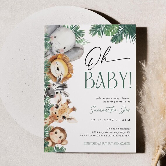 → View on Etsy: Safari Baby Shower Invitation Editable, Oh Baby Jungle Invite Gender Neutral Safari Animals Party Invite Boho Digital Template Wild One Safari Baby Shower Invitation Editable, Oh Baby Jungle Invite Gender Neutral Safari Animals Party Invite Boho Digital Template Wild One