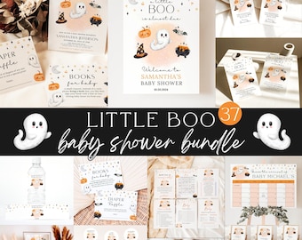 Little Boo Baby Shower Bundle, Little Boo is Almost Due, Halloween Baby Shower Bundle, Cute Ghost Pumpkin Baby Shower, Halloween Bundle Set