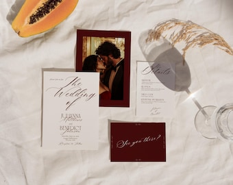 Classic Old Money Wedding Invitation Suite, Luxury Wedding Invite Bundle, Elegant Modern Minimalist Wedding Invitation Digital Editable