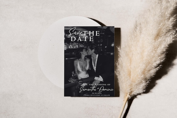 Save The Date Wedding Photo Invite, Save The Date Template Proposal, Printable Wedding Invitation, Aesthetic Trendy Modern Calender Simple