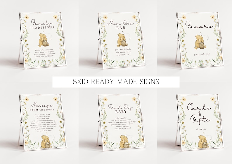 Classic Winnie-the-Pooh Baby Shower Bundle, Winnie Pooh Gender Neutral Baby Shower, Little Honey, Floral, Spring, Wildflower image 6