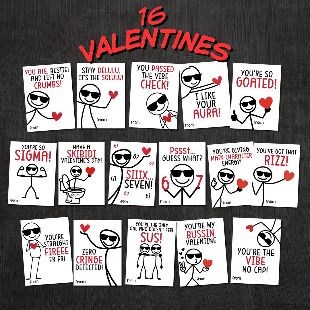 67 Slang Valentine Cards for Kids | Funny Classroom Valentines | Six ...