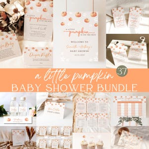 Little Pumpkin Baby Shower Bundle, Fall Pumpkin Baby Shower Invitation, Autumn Baby shower, Pumpkin Baby Shower Decorations, Halloween Baby
