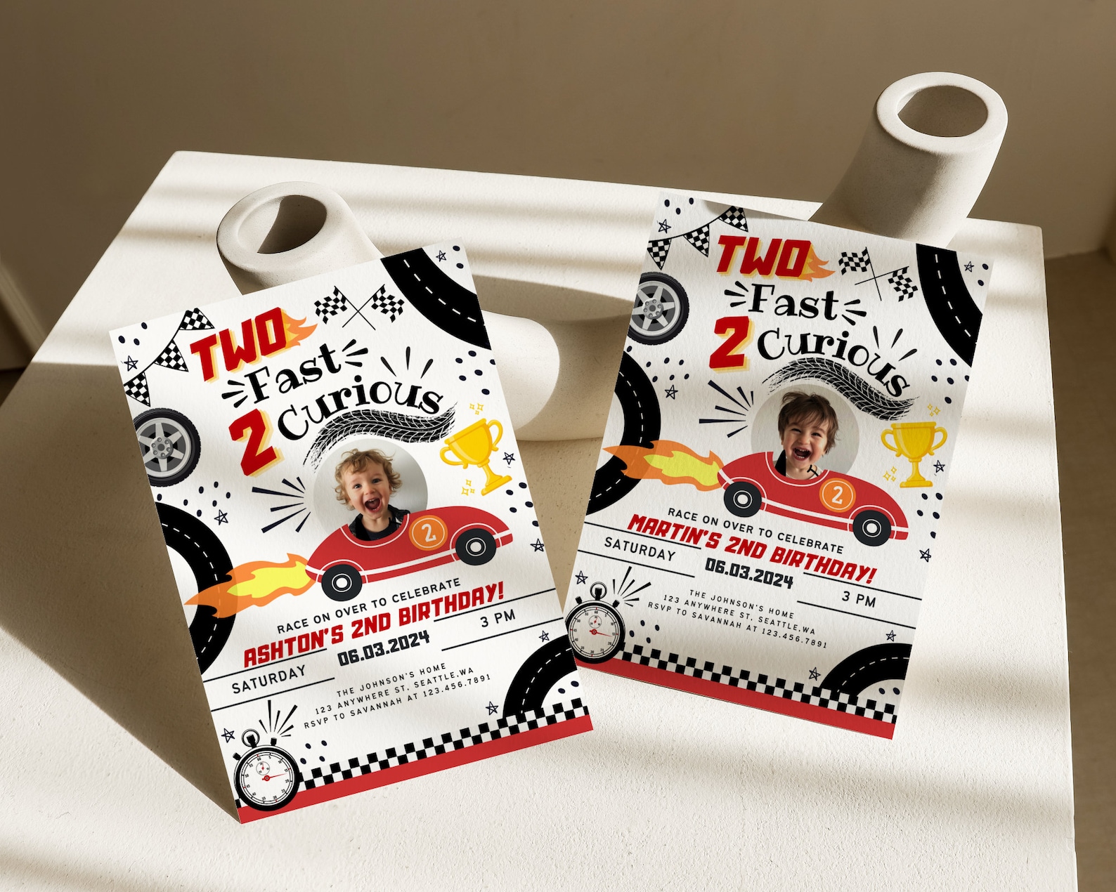 Two Fast Birthday Invite, Growing up Two Fast Boy Race Car 2nd Birthday ...