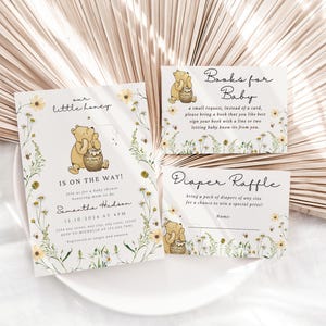 Classic Winnie-the-Pooh Baby Shower Bundle, Winnie Pooh Gender Neutral Baby Shower, Little Honey, Floral, Spring, Wildflower image 4