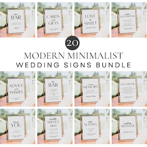 Minimalist Wedding Sign Bundle, Modern Wedding Signage Bundle, Reception Sign Bundle, Wedding Table Signs Template Package, Wedding Sign Set