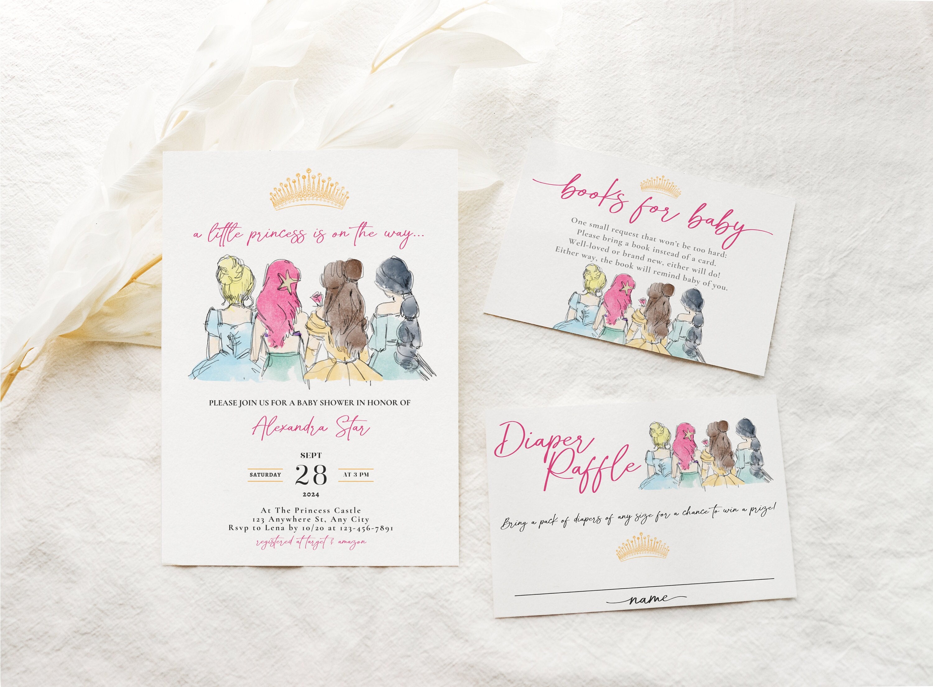 Princess Baby Shower Invitation Set, Princess Baby Shower Decor, A ...