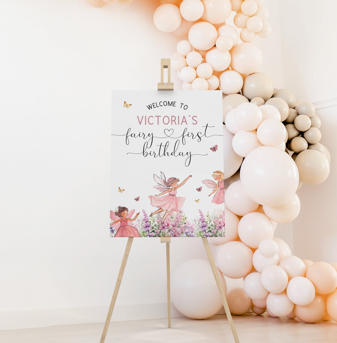 18X24 Fairy First Birthday Welcome Sign, Fairy Birthday Decor, Fairy ...