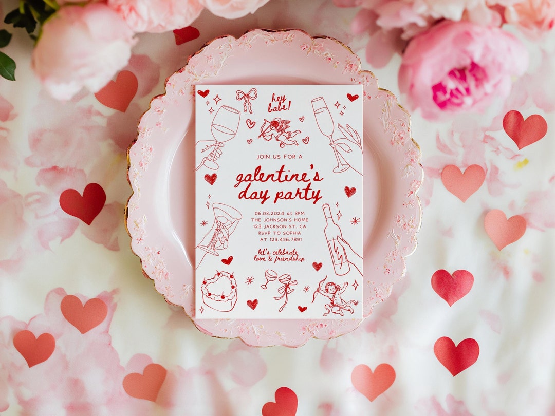 Galentine's Day Invite, Editable Valentine's Party Text Invitation ...