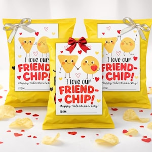 Kartki walentynkowe do druku dla dzieci | Friend-Chip, Chip Hura! | Etykiety na smakołyki walentynkowe do klasy, Walentynki Friend-Chip | Pobierz natychmiast