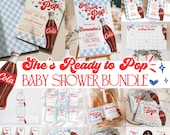 She's Ready to Pop Baby Shower Bundle, Boy Blue Bow Whimsical Vintage Hand Drawn Soda Pop Theme, Soda Pop Boy Baby Shower Ideas