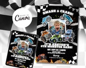 Editable Monster Truck Birthday Invitation, Monster Jam Birthday, Boy Birthday Invite, Monster Truck Party, Invite with Photo, Truck Party
