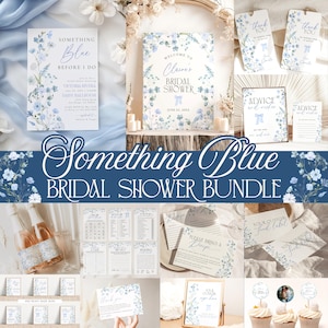 Something Blue Bridal Shower Invitation Bundle Blue Floral Bridal Shower Invitation and Games, Something Blue Before I do Bridal Decor