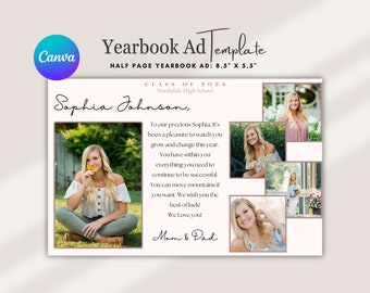 Half Page High School Senior Yearbook Ad | Senior Graduation Tribute Half Page Template | Yearbook Ad Template | Minimalist | Aesthetic Ad
