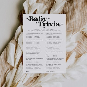 Baby Shower Trivia Game, Printable Baby Shower Games, Baby Shower ...