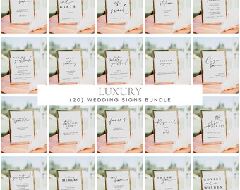 Minimalist Wedding Sign Bundle, Modern Wedding Signage Bundle, Reception Sign Bundle, Wedding Table Signs Template Package, Wedding Sign Set