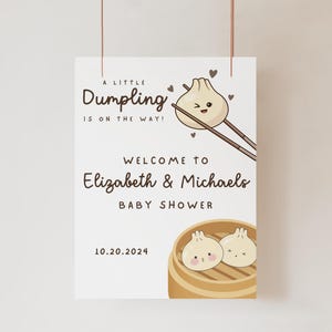A Little Dumpling is On the Way Baby Shower Welcome Sign, 18x24 Editable Dumpling Baby Shower Sign, Dumpling baby Shower, Dumpling Party