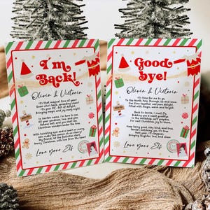 Carta de llegada de elfo, imprimible y editable, carta de elfo, carta de regreso de elfo, carta de regreso de elfo, carta de Navidad de elfo, carta de despedida de elfo, cartas a Papá Noel