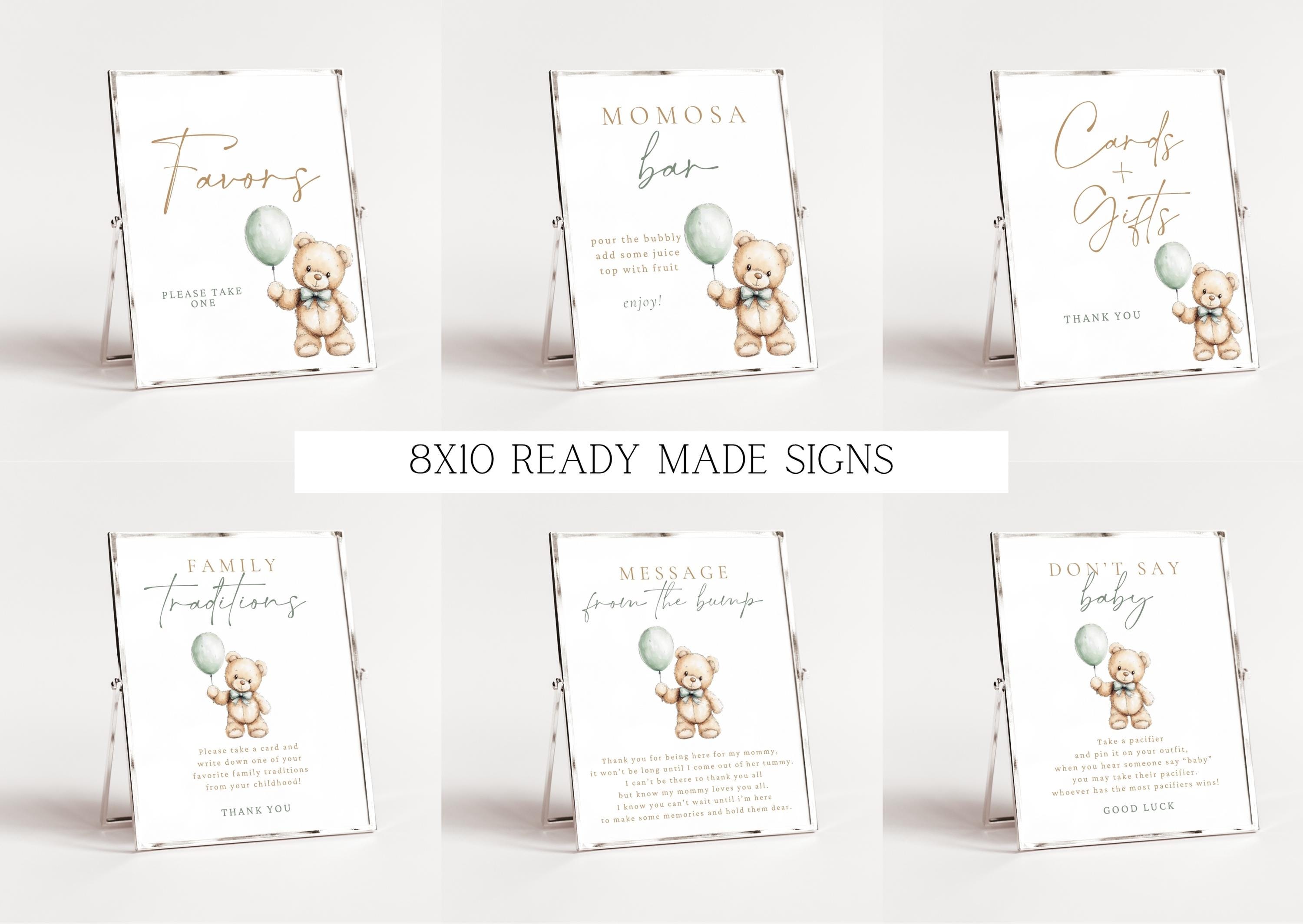 We Can Bearly Wait Baby Shower Bundle, Green Gender Neutral Teddy Bear ...