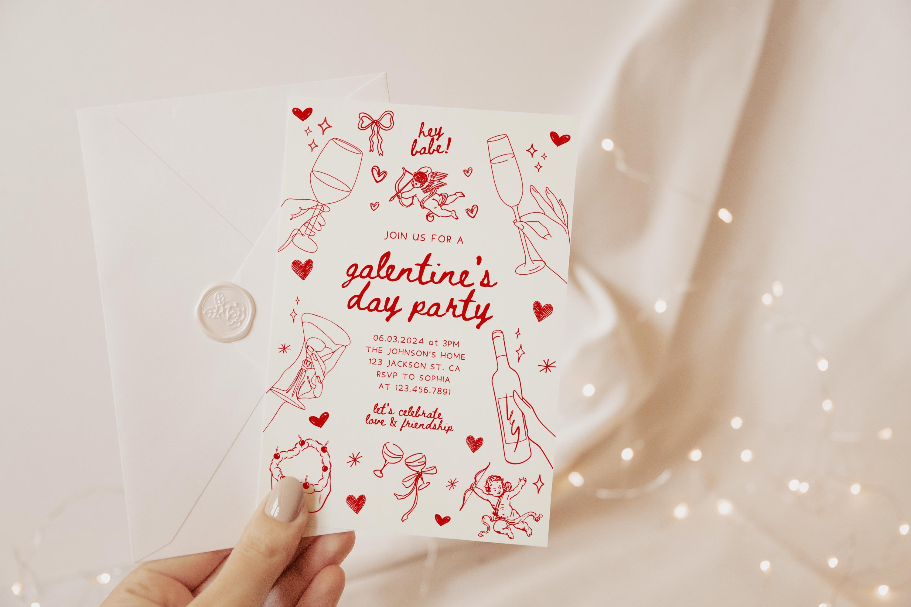 Galentine's Day Invite, Editable Valentine's Party Text Invitation ...