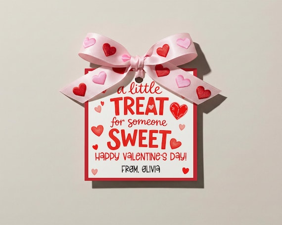 Printable Valentine's Day Tag, Sweet Treat Tag, Kids Valentine's Day, Classroom Teacher Gift Tag, Employee Gift, Editable Valentine Tags