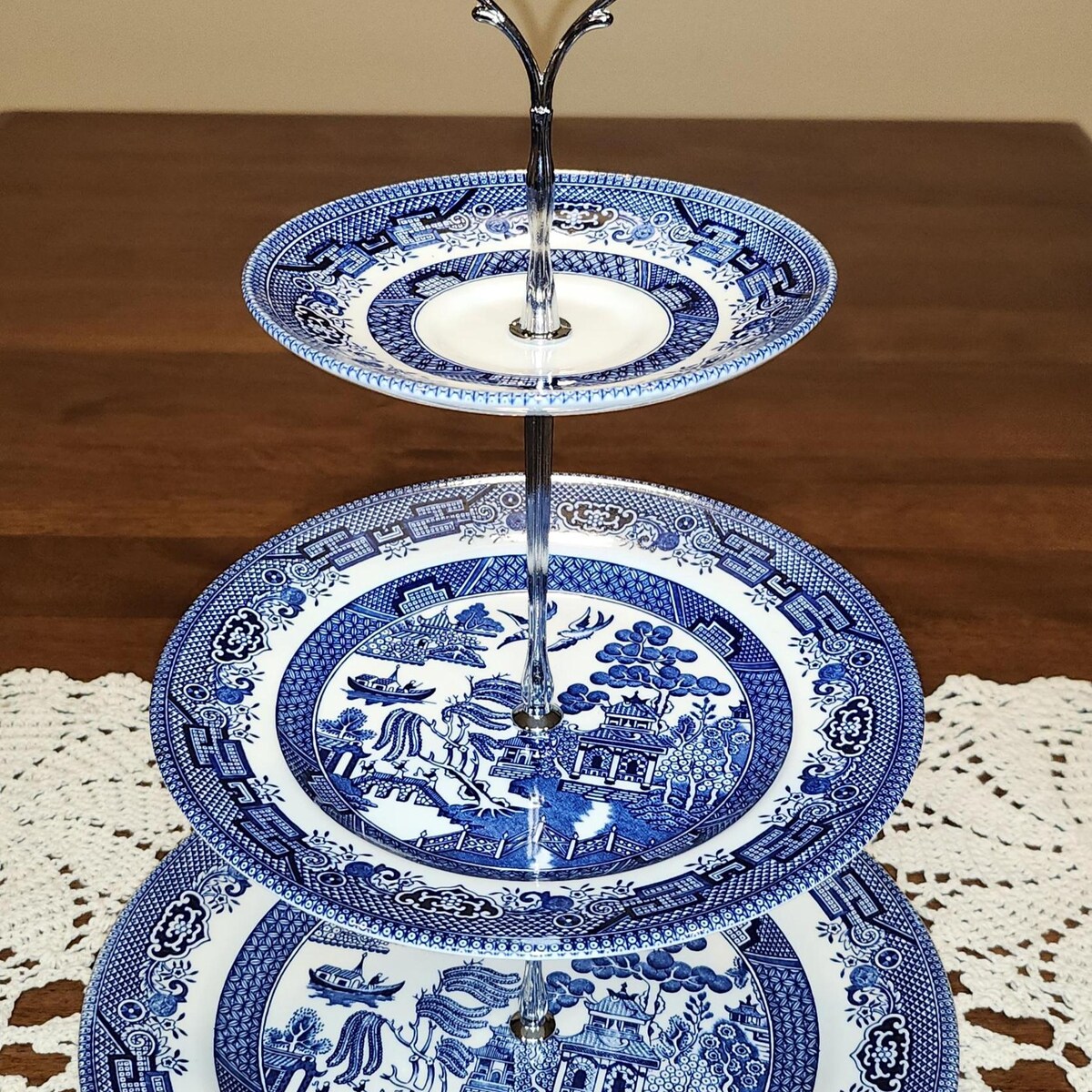 Vintage Churchill England Blue Willow Cake Stand: 3-tier Toile Tray - Etsy