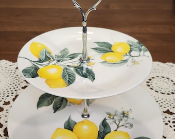 Lemon Tiered Cake Stand: Upcycled Kitchen Decor