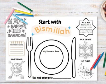 Ramadan Printable Table Mat For Kids, Ramadan Gift, Ramadan Craft, Ramadan Kids, Ramadan Activity, Iftar, Kids Iftar party