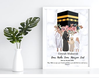 Gepersonaliseerde Umrah Mubarak Digitale Print, Umrah Gift, Gepersonaliseerde Umrah Gift, Digitale Download, Umrah Mubarak Gift, Umrah, Familieleden