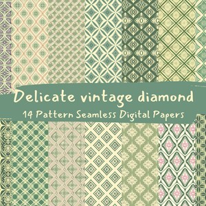 Delicate vintage diamond Pattern Seamless Digital Papers - printable scrapbook paper instant download, commercial use, 300dpi