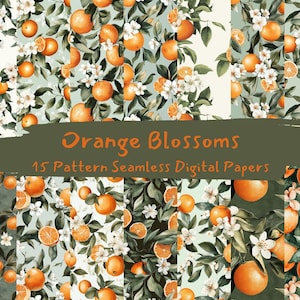 Orange Blüten Muster nahtlose digitale Papiere - printable Scrapbook Papier png sofortiger Download kommerzielle Nutzung 300dpi