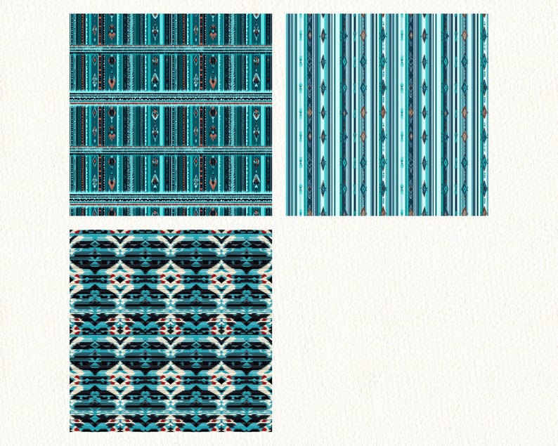 Aztec Tribal Turquoise Pattern Seamless Digital Papers - Printable ...