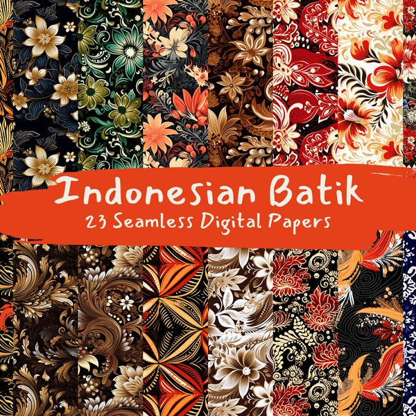 Indonesisch Batik patroon naadloze digitale papieren - tegelpatronen afdrukbaar plakboekpapier direct downloaden voor commercieel gebruik, 300dpi