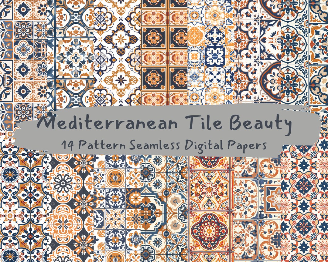 Mediterranean Tile Beauty Pattern Seamless Digital Papers - Printable ...
