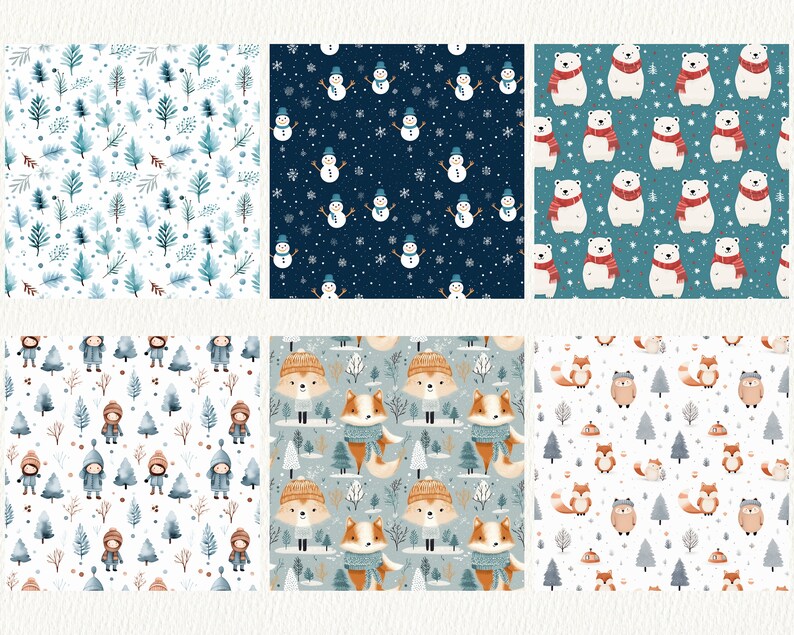 Winter Patterning Winter Season Pattern Seamless Printable Patterns, Instant Download ...