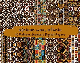 African wax, ethnic Pattern Seamless Digital Papers - printable scrapbook paper instant download, commercial use, 300dpi