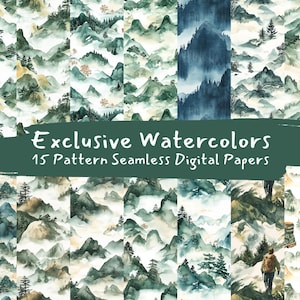 Exclusive Watercolors Pattern Seamless Digital Papers - printable scrapbook paper png instant download commercial use 300dpi